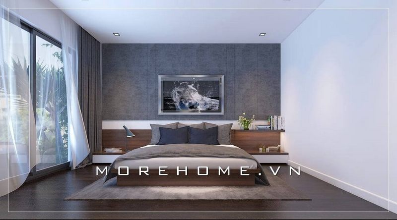 Nếu bạn sở hữu một căn phòng ngủ tương đối rộng, có cửa sổ bạn có thể lựa chọn những mẫu giường ngủ hiện đại với tông màu nâu trầm để có không gian sang trọng